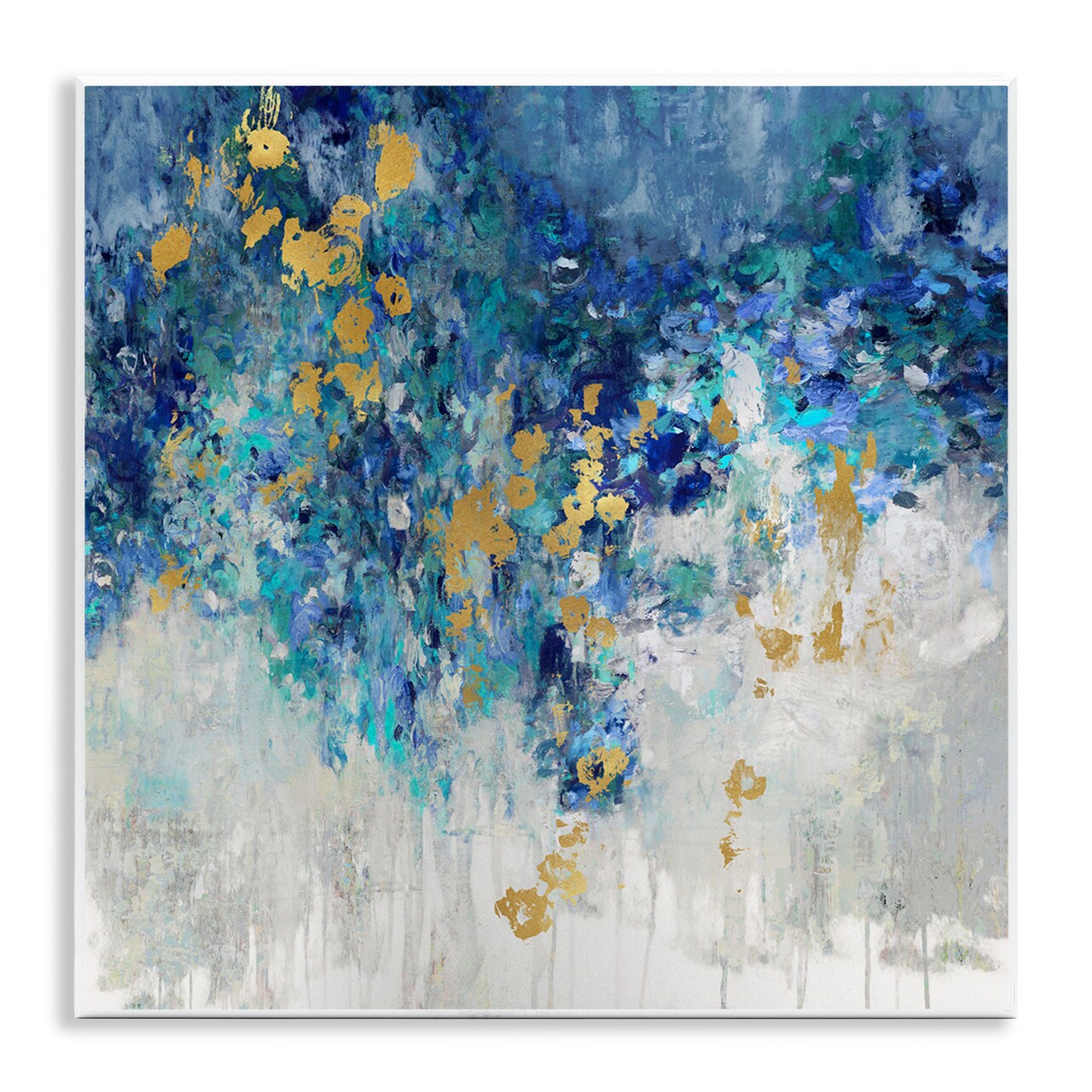 Stupell Industries Abstract Blue Gold Paint Design Wall Plaque Art